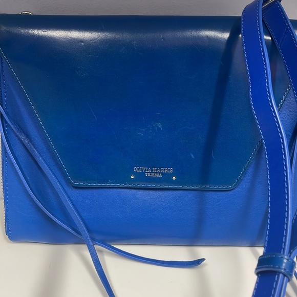 OLIVIA HARRIS.  Woman’s. Leather purse. All leather. Blue color  Great condition - Picture 2 of 11